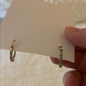 10 caret gold and green simulated stone earrings